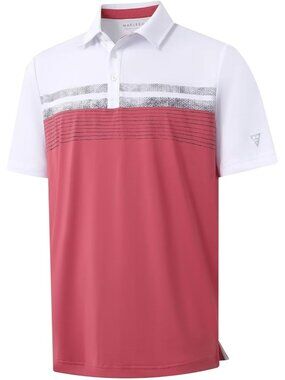 Men A- Cranberry Dry Fit Polo Shirt Color Block Chest Print Moisture Wick